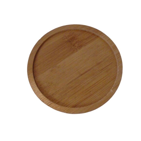 Succulent Pots 3 inch Mandala Boho Blue Ceramic with Bamboo Trays 2 Pcs Set - Picture 5 of 6